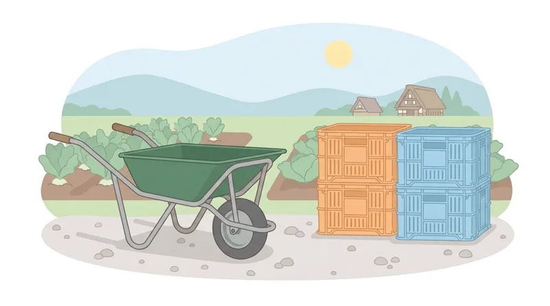 The tool in the figure is used to load harvested crops or fertilizer and push them by hand