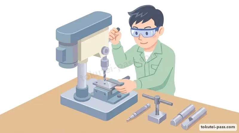 Layout, Hand Finishing, Machine Tools (Lathe, Drilling Machine), Stress Calculation, and Notch Effect