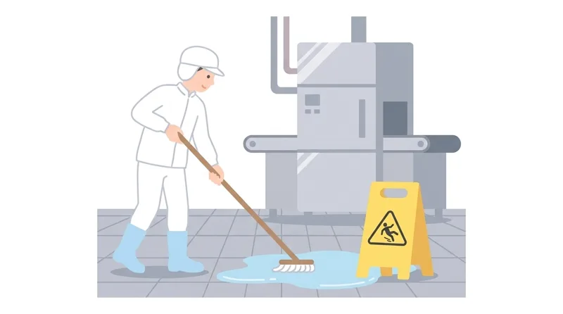 Bạn thấy nước hoặc dầu đổ trên sàn. Cách xử lý đúng để phòng tai nạn trượt ngã là gì?