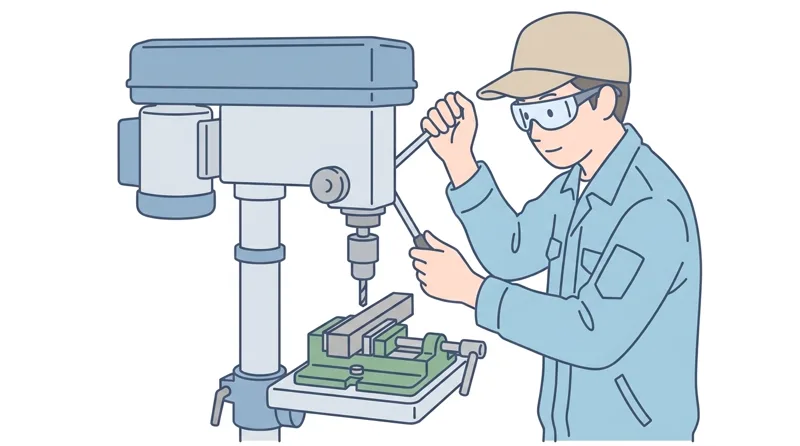 When drilling holes with a drill press, which is the correct action for safety?