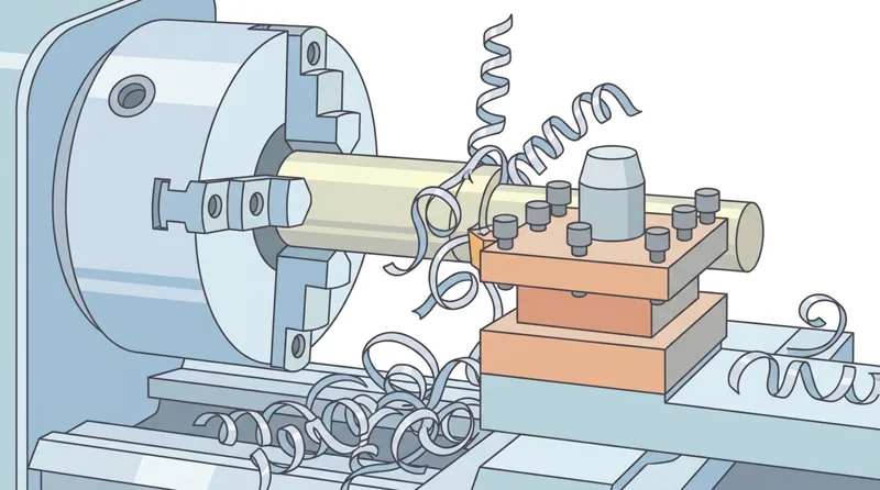 In the scene shown in the figure, which is the correct way to deal with chips after machin