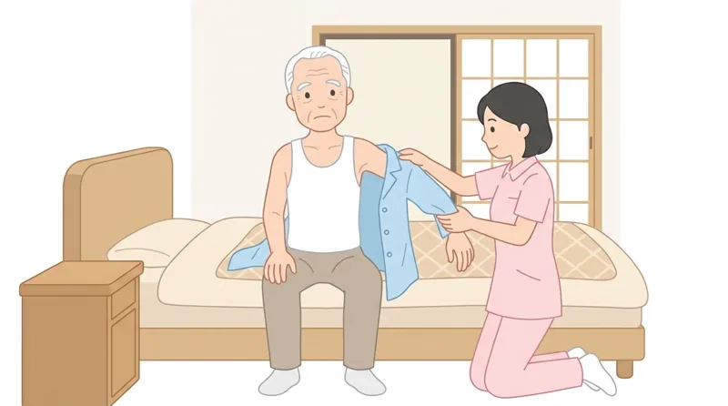 When User A, who has left-side hemiplegia, puts on a front-opening jacket/shirt, what is t