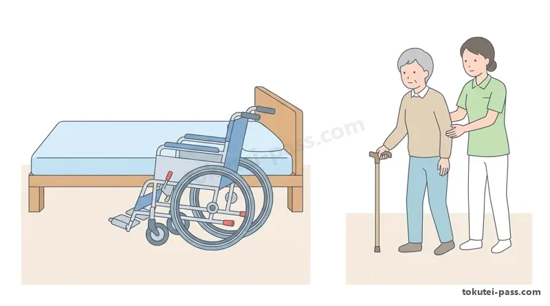 Ngồi dậy, Chuyển tư thế ở người liệt nửa người và Hỗ trợ xe lăn, Đi gậy, Dẫn đường người khiếm thị