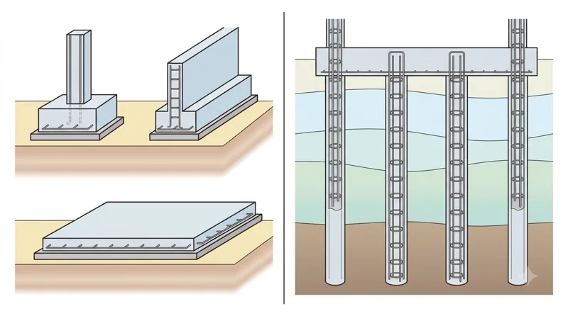 Các loại kết cấu móng (Móng nông, Móng cọc) và đặc tính nền đất